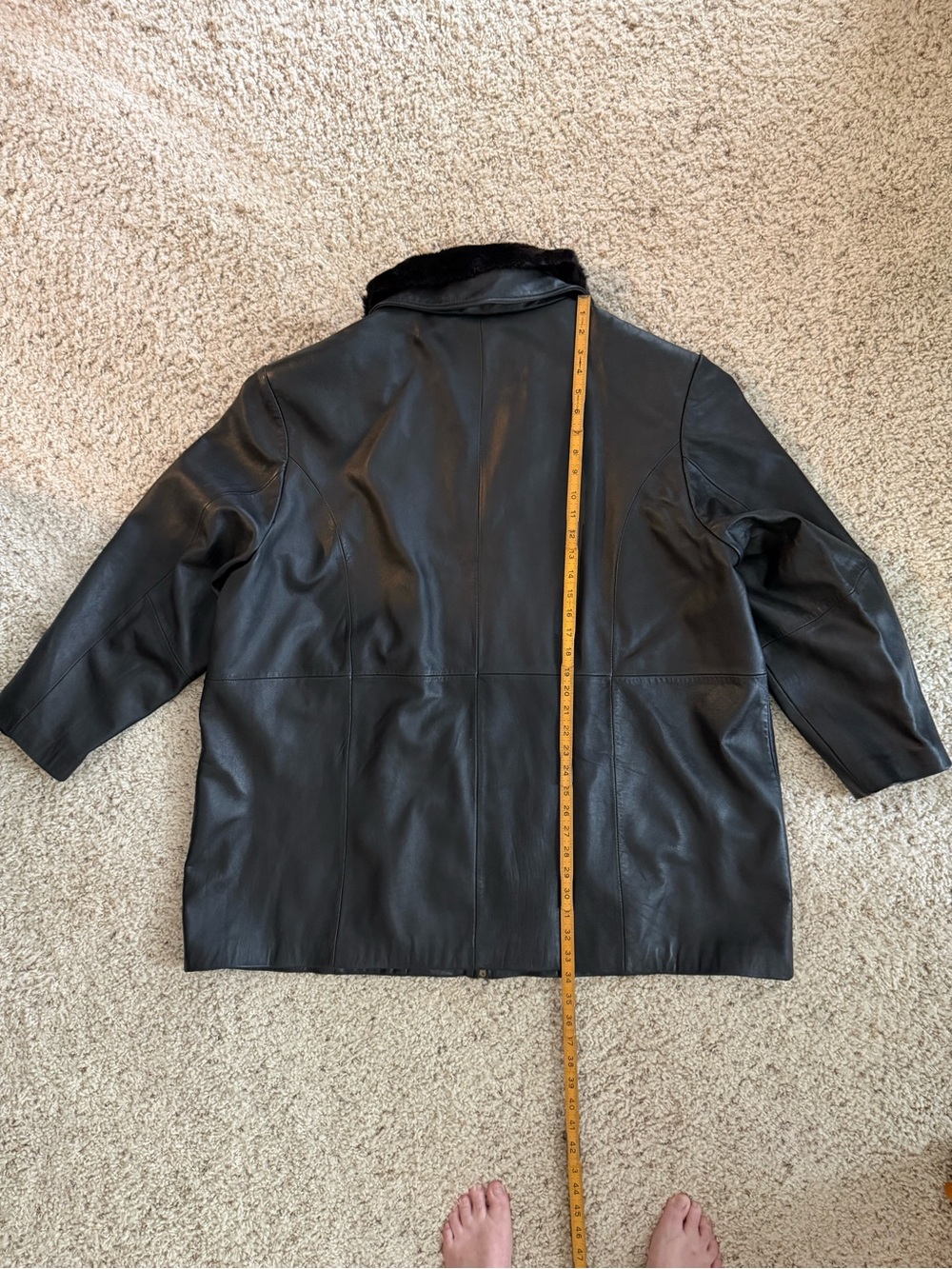 3X Black Leather Genuine Lamb Centigrade Jacket Faux Fur Collar QVC A41480 - Picture 6 of 12